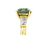 Yellow gold Fancy Green Cushion  Cut Diamond Solitaire Ring with Tapered Baguette Accents and Four-Prong Setting_82