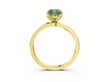 Yellow gold Fancy Green Cushion Cut Diamond Solitaire Ring with Thin Band and Prong Setting_15