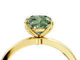 Yellow gold Fancy Green Cushion Cut Diamond Solitaire Ring with Thin Band and Prong Setting_16