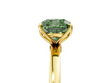 Yellow gold Fancy Green Cushion Cut Diamond Solitaire Ring with Thin Band and Prong Setting_17
