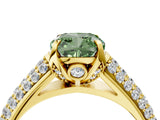 Yellow gold Fancy Green Cushion Cut Diamond Solitaire Ring with Three-Row Pavé Band and Four-Prong Setting_41