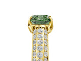Yellow gold Fancy Green Cushion Cut Diamond Solitaire Ring with Three-Row Pavé Band and Four-Prong Setting_42