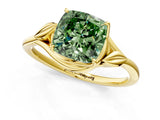 Yellow gold Fancy Green Cushion Cut Diamond Solitaire Ring with Twist Band and Four-Prong Setting_58
