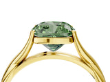 Yellow gold Fancy Green Cushion Cut Diamond Solitaire Twist Band Prong Setting Ring_93