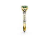 Yellow gold Fancy Green Cushion  Cut Diamond Solitaire with Pave Band and Four-Prong Setting 3