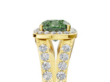 Yellow gold Fancy Green Cushion Cut Diamond Split Shank Halo Ring with Four-Prong Setting_61