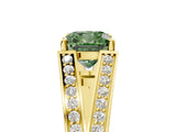 Yellow gold Fancy Green Cushion Cut Diamond Split Shank Ring with Pavé Band and Four-Prong Setting_49