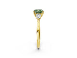 Yellow gold Fancy Green Cushion Cut Diamond Three-Stone Ring with Pear Side Stones and Four-Prong Setting_84