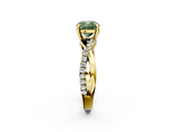 Yellow gold Fancy Green Cushion  Cut Diamond Twist Band Solitaire with Prong Setting_31