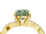 Yellow gold Fancy Green Cushion  Cut Diamond Twist Band Solitaire with Prong Setting_33