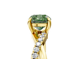 Yellow gold Fancy Green Cushion  Cut Diamond Twist Band Solitaire with Prong Setting_34