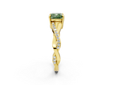 Yellow gold Fancy Green Cushion  Cut Diamond Twisted Band Engagement Ring with Prong Setting_5