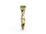 Yellow gold Fancy Green Cushion  Cut Diamond Twisted Band with Pavé Setting and Four-Prong Setting_22