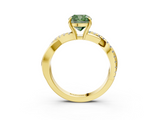 Yellow gold Fancy Green Cushion  Cut Diamond Twisted Band with Pavé Setting and Four-Prong Setting_23