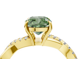 Yellow gold Fancy Green Cushion  Cut Diamond Twisted Band with Pavé Setting and Four-Prong Setting_24