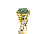 Yellow gold Fancy Green Cushion  Cut Diamond Twisted Band with Pavé Setting and Four-Prong Setting_25