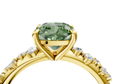Yellow gold Fancy Green Cushion  Cut Diamond Vine Band with Four-Prong Setting_58