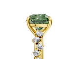 Yellow gold Fancy Green Cushion  Cut Diamond Vine Band with Four-Prong Setting_59
