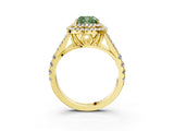 Yellow gold Fancy Green Cushion  Cut Double Halo Split Shank Diamond Ring with Prong Setting_52