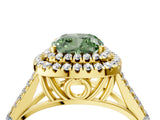 Yellow gold Fancy Green Cushion  Cut Double Halo Split Shank Diamond Ring with Prong Setting_53