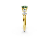 Yellow gold Fancy Green Cushion  Cut Five-Stone Prong Set Diamond Ring with Classic Band_34