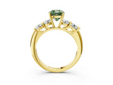 Yellow gold Fancy Green Cushion  Cut Five-Stone Prong Set Diamond Ring with Classic Band_35