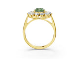 Yellow gold Fancy Green Cushion Cut Halo Cluster Diamond Ring with Pave Band and Four-Prong Setting_15
