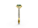 Yellow gold Fancy Green Cushion  Cut Halo Diamond Engagement Ring with Pave Band and Four-Prong Setting_30