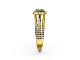 Yellow gold Fancy Green Cushion  Cut Halo Diamond Engagement Ring with Split Shank and Four-Prong Setting_22