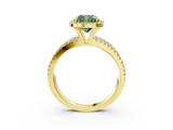 Yellow gold Fancy Green Cushion  Cut Halo Diamond Engagement Ring with Split Shank and Four-Prong Setting_23
