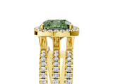 Yellow gold Fancy Green Cushion  Cut Halo Diamond Engagement Ring with Split Shank and Four-Prong Setting_25