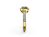 Yellow gold Fancy Green Cushion  Cut Halo Diamond Pave Band Ring with Four-Prong Setting_47