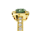 Yellow gold Fancy Green Cushion  Cut Halo Diamond Pave Band Ring with Four-Prong Setting_50