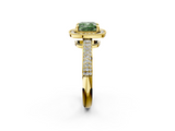 Yellow gold Fancy Green Cushion  Cut Halo Diamond Pave Band with Four-Prong Setting_39