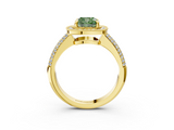 Yellow gold Fancy Green Cushion  Cut Halo Diamond Pave Band with Four-Prong Setting_40