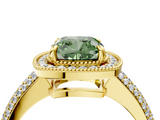 Yellow gold Fancy Green Cushion  Cut Halo Diamond Pave Band with Four-Prong Setting_41