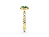 Yellow gold Fancy Green Cushion Cut Halo Diamond Pave Band with Prong Setting_2