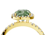 Yellow gold Fancy Green Cushion Cut Halo Diamond Pave Band with Prong Setting_4