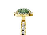 Yellow gold Fancy Green Cushion Cut Halo Diamond Pave Band with Prong Setting_5