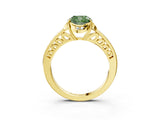 Yellow gold Fancy Green Cushion  Cut Halo Diamond Ring with Channel Set Band and Four-Prong Setting_35