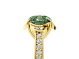 Yellow gold Fancy Green Cushion  Cut Halo Diamond Ring with Channel Set Band and Four-Prong Setting_37