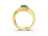 Yellow gold Fancy Green Cushion  Cut Halo Pave Band Four-Prong Ring_52