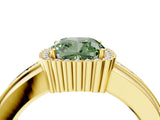 Yellow gold Fancy Green Cushion  Cut Halo Pave Band Four-Prong Ring_53