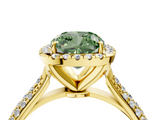 Yellow gold Fancy Green Cushion  Cut Halo Pave Band Four-Prong Setting Ring_41