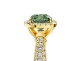 Yellow gold Fancy Green Cushion  Cut Halo Pave Band Four-Prong Setting Ring_42