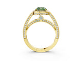 Yellow gold Fancy Green Cushion  Cut Halo Pave Split Shank Prong Setting Ring_35