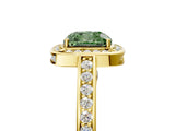 Yellow gold Fancy Green Cushion  Cut Halo Pave Split Shank Prong Setting Ring_37