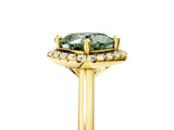 Yellow gold Fancy Green Cushion Cut Halo Round Diamond Solitaire Engagement Ring with Pave Band and Four-Prong Setting_17