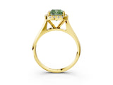 Yellow gold Fancy Green Cushion  Cut Halo Solitaire Engagement Ring with Square Band and Four-Prong Setting_116