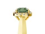 Yellow gold Fancy Green Cushion  Cut Halo Solitaire Engagement Ring with Square Band and Four-Prong Setting_118